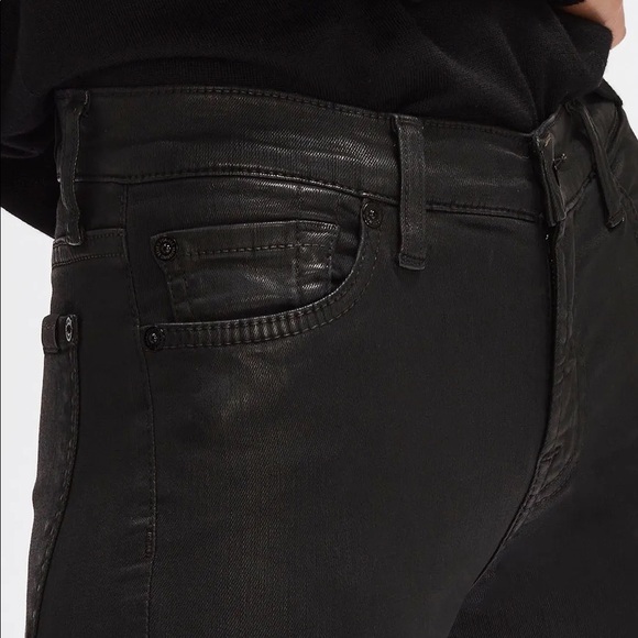 7 For All Mankind THE SKINNY COATED SLIM ILLUSION BLACK PANTS - Picture 4 of 10